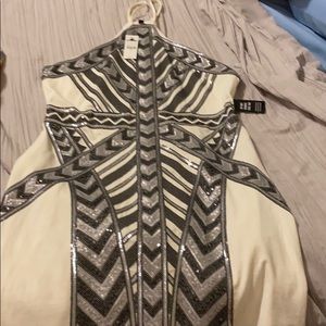 NWT express sequin stretch sheath dress L white